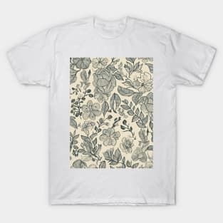 Floral Pattern Hand Drawn Sketch: Handcrafted Petal Patterns T-Shirt